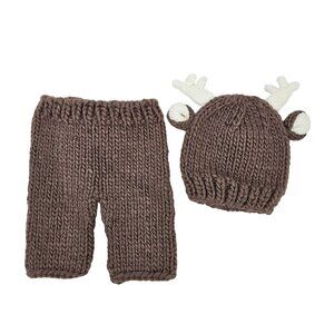 Hand-Knitted Reindeer Baby Outfit Set 0-3 Months